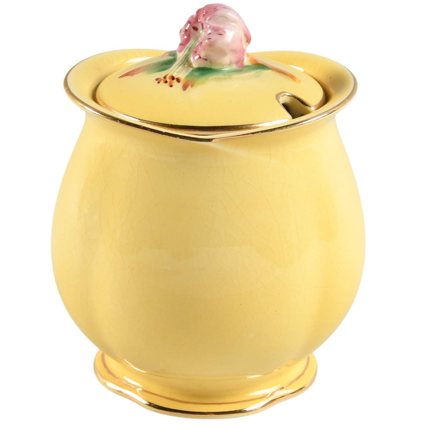 Tiger Lily Yellow Sugar Bowl & Lid by Royal Winton-1