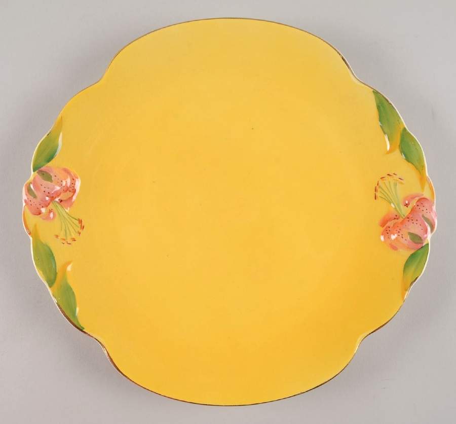 Tiger Lily Yellow Handled Cake Plate by Royal Winton-1