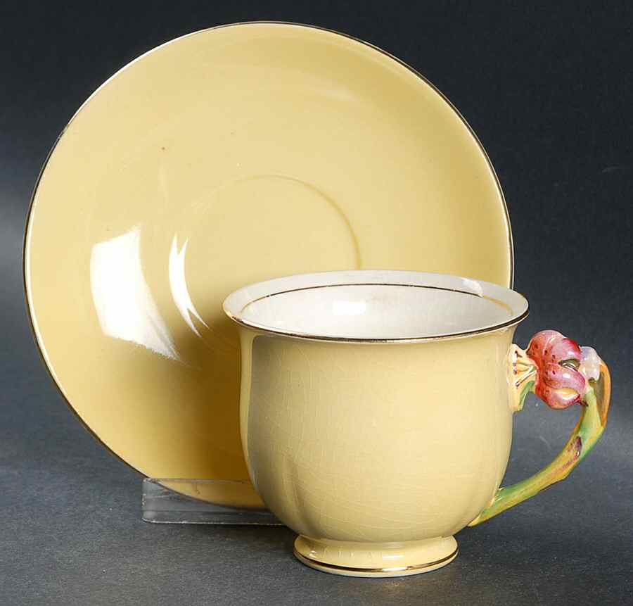 Tiger Lily Yellow Footed Demitasse Cup & Saucer Set by Royal Winton-1