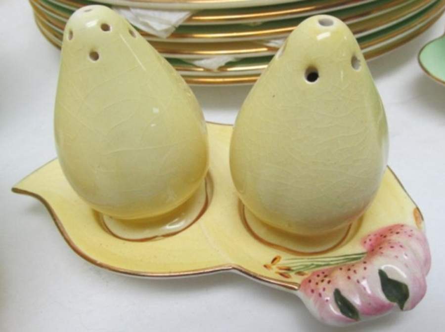 Tiger Lily Yellow (3 Pc) Salt & Pepper Tray Set by Royal Winton-1