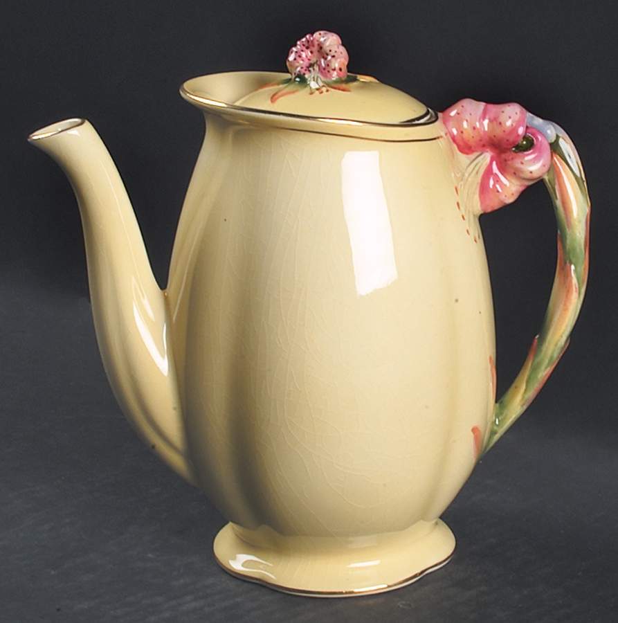 Tiger Lily Yellow Coffee Pot & Lid by Royal Winton-1