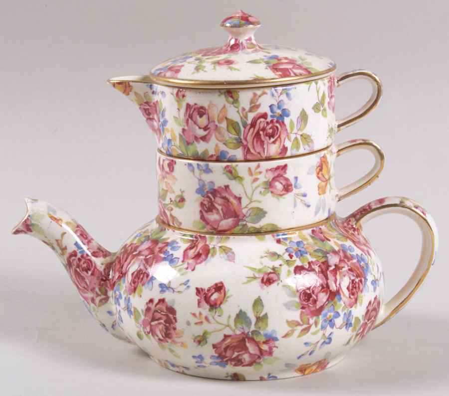 Victorian Rose Mini Teapot Stacking Set (Creamer, Sugar) by Royal Winton-1