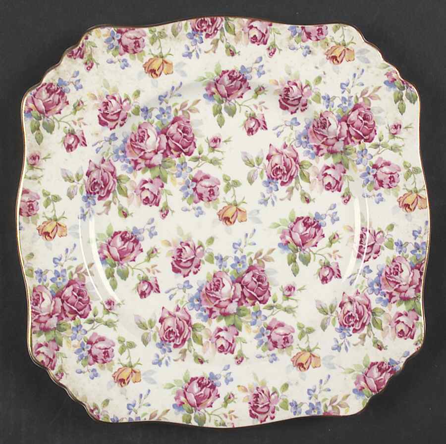 Victorian Rose Square Luncheon Plate by Royal Winton-1