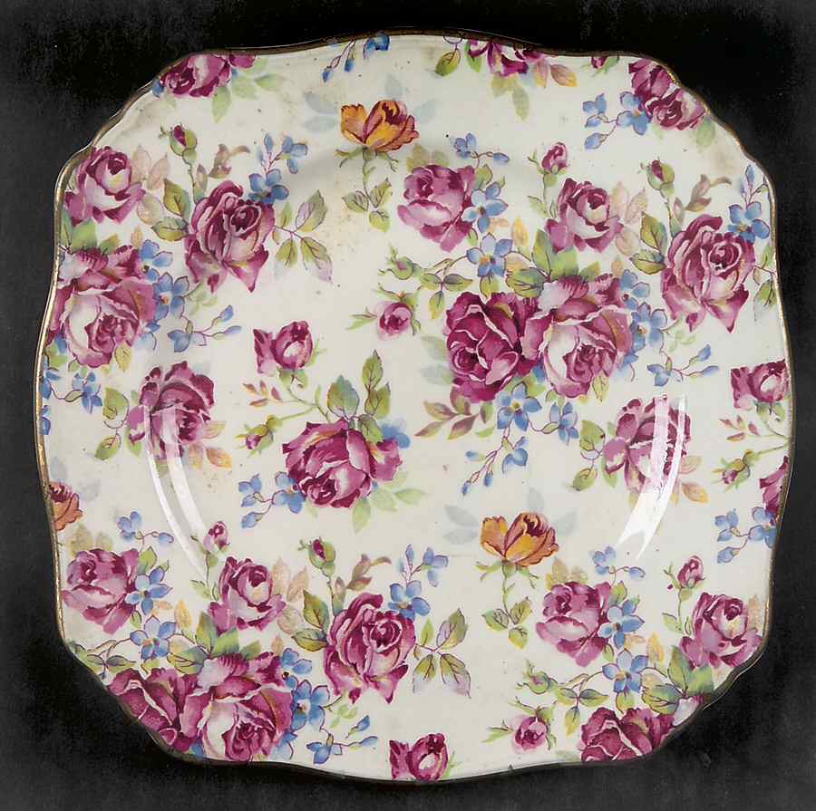 Victorian Rose Square Bread & Butter Plate by Royal Winton-1