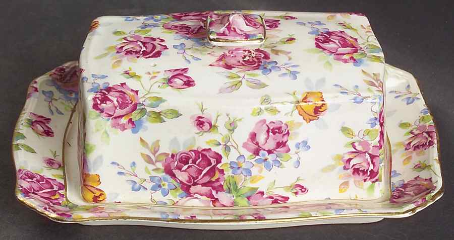 Victorian Rose Covered Butter/Cheese by Royal Winton-1