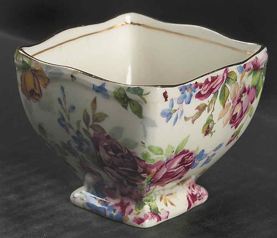 Victorian Rose Ascot Straight Open Sugar Bowl by Royal Winton-1