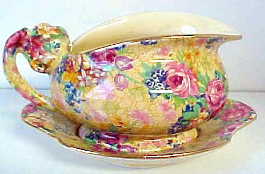 Welbeck (Older) Tiger Lily Mint Boat & Stand by Royal Winton-1