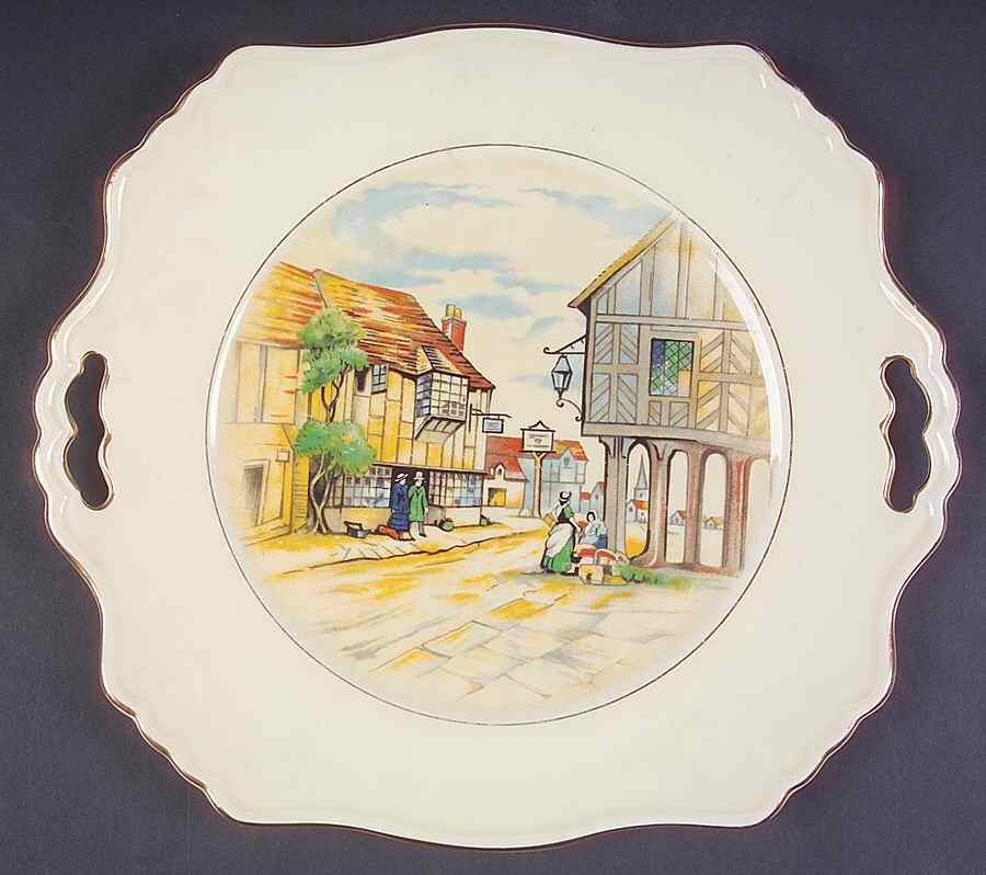 Ye Olde Innes Square Handled Cake Plate by Royal Winton-1