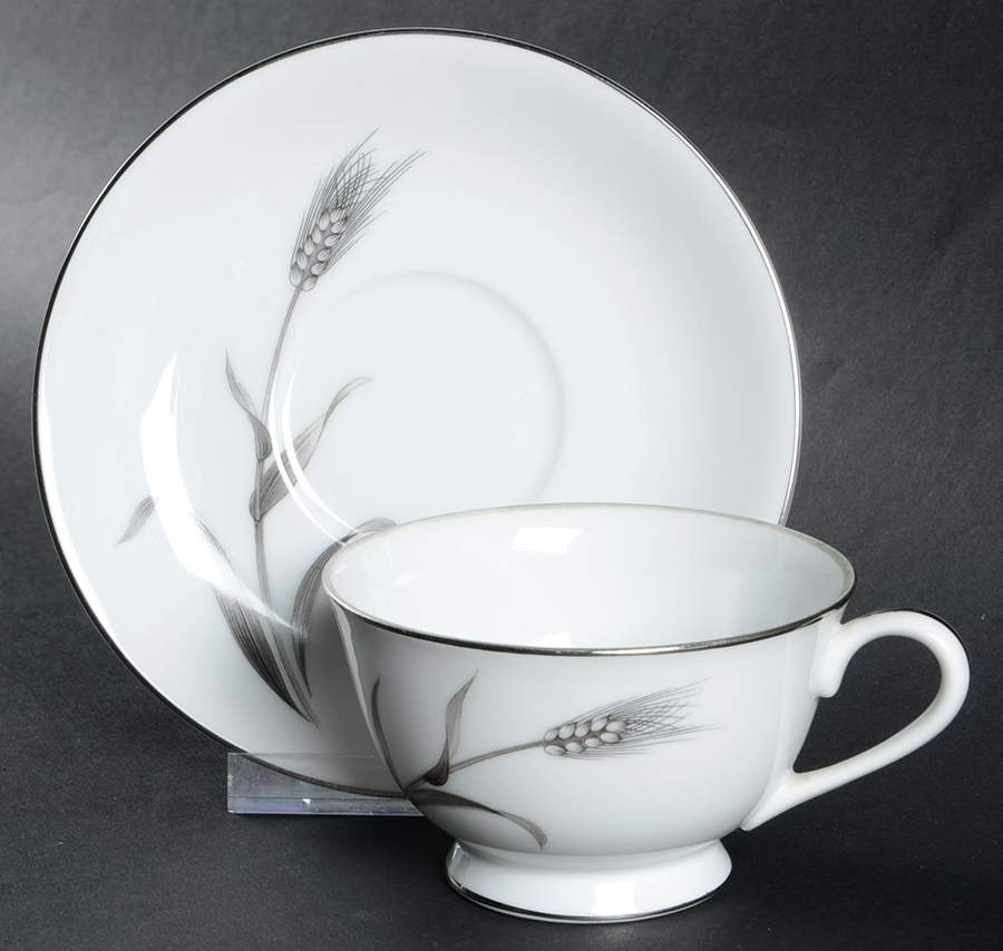 Autumn Wheat Footed Cup & Saucer Set by Royal Crest (Japan)-1