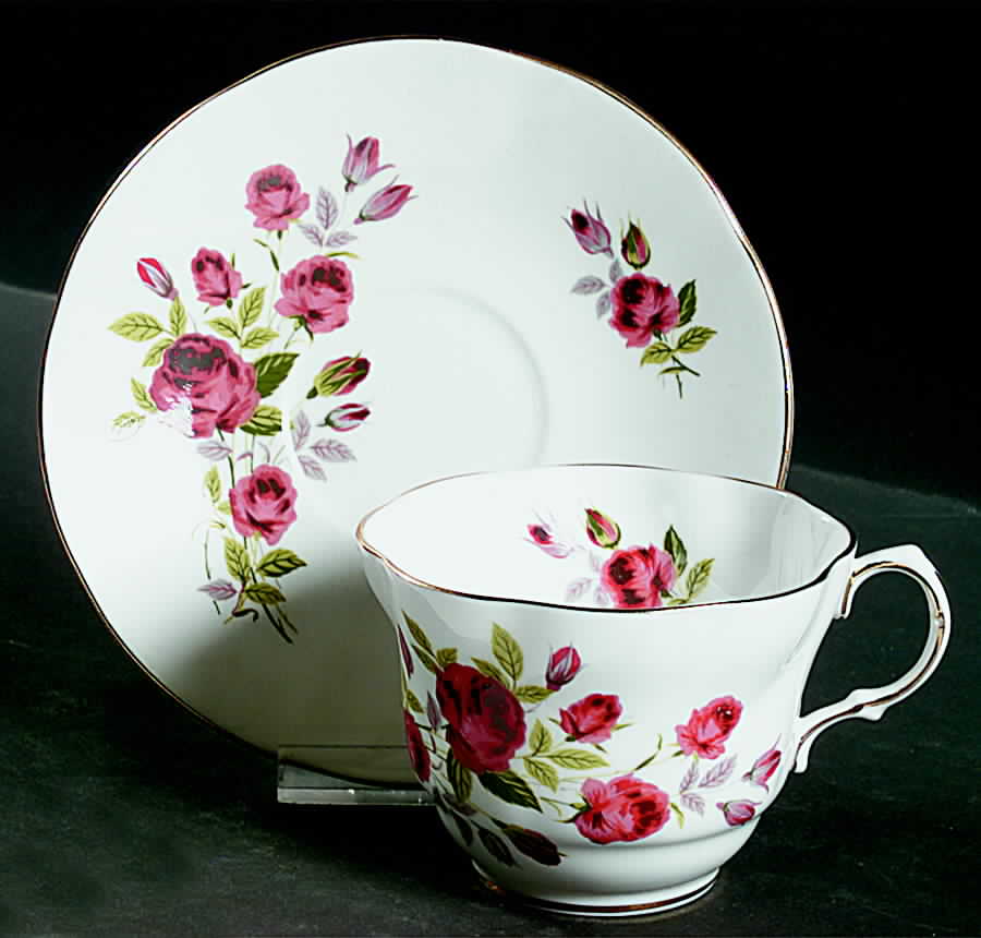 Princess Rose Footed Cup & Saucer Set by Royal Crest(England)-1