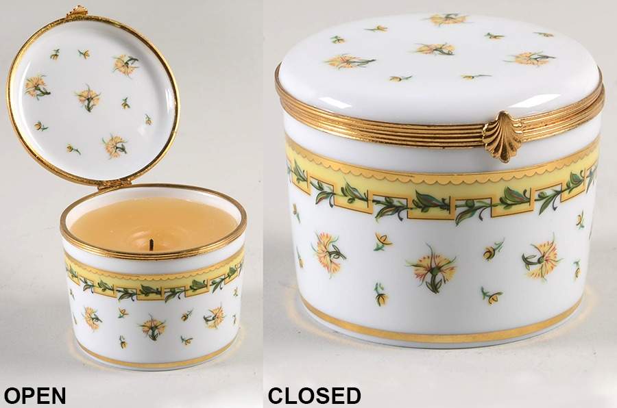 Bougainville Yellow Hinged Box w/Candle by Raynaud-1