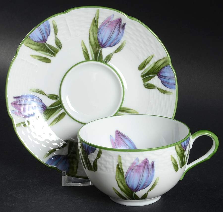 Villandry (Legumes Fleurs Fruits Vegetables) Flat Cup & Saucer Set by Raynaud-1