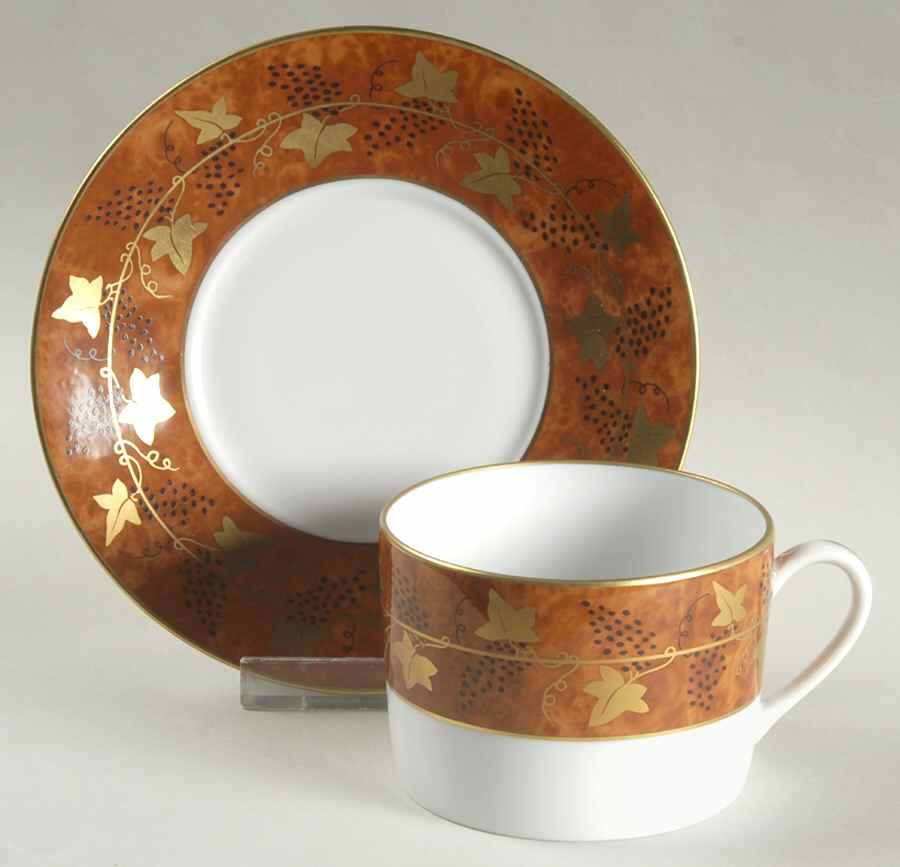 Arbres De Vignes Flat Cup & Saucer Set by Royale (France)-1