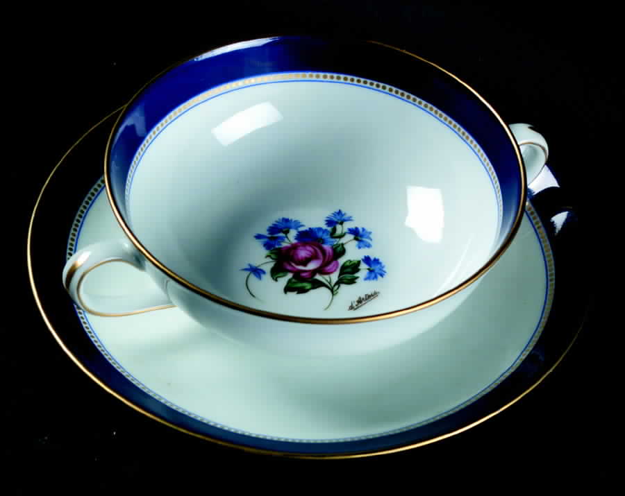 Artois Footed Cream Soup Bowl & Saucer Set by Royale (France)-1