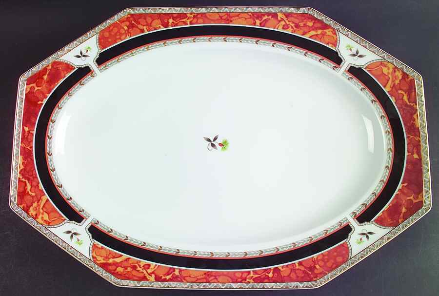 Hadrien Brown (Brique) 17" Oval Serving Platter by Royale (France)-1