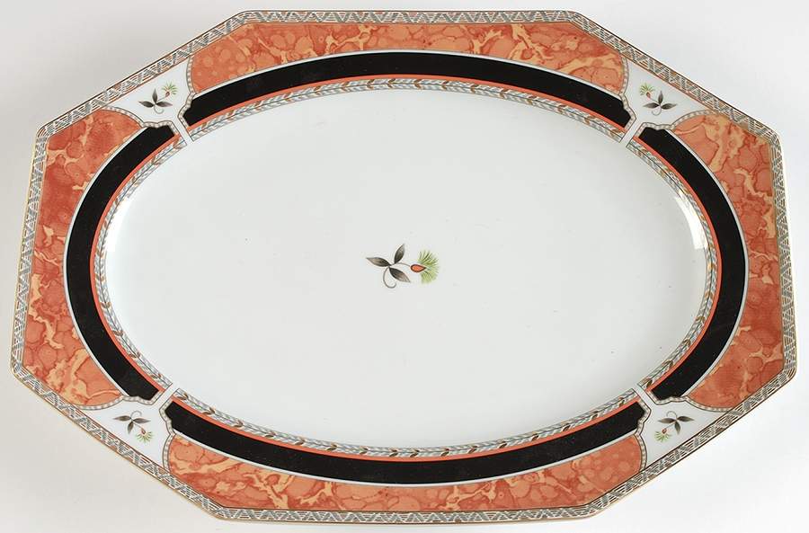Hadrien Brown (Brique) 15" Oval Serving Platter by Royale (France)-1