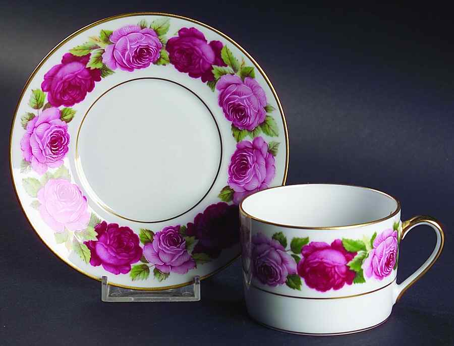 Rose De Paris Flat Cup & Saucer Set by Royale (France)-1