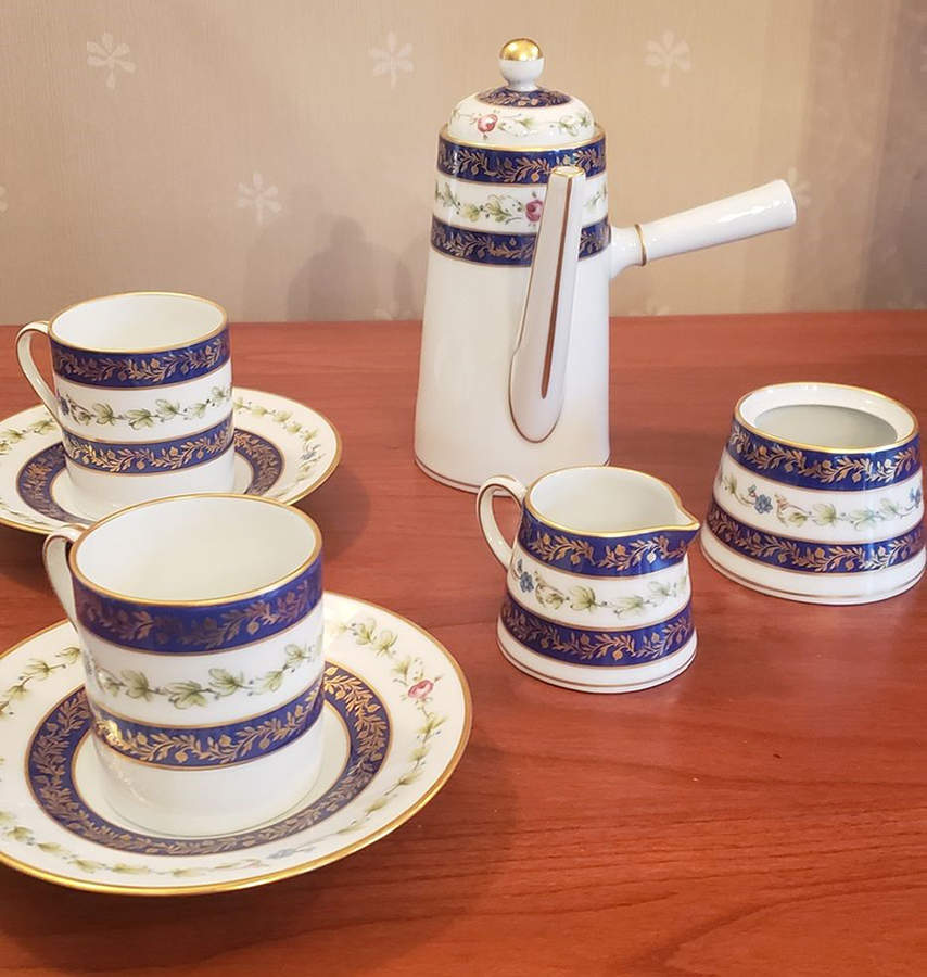 St. Cloud Dark Blue Coffee Pot & Lid by Royale (France)-1