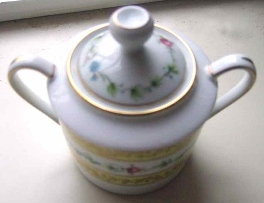 St. Cloud Yellow Sugar Bowl & Lid by Royale (France)-1