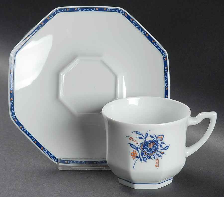 Vieux Rouen Flat Cup & Saucer Set by Royale (France)-1