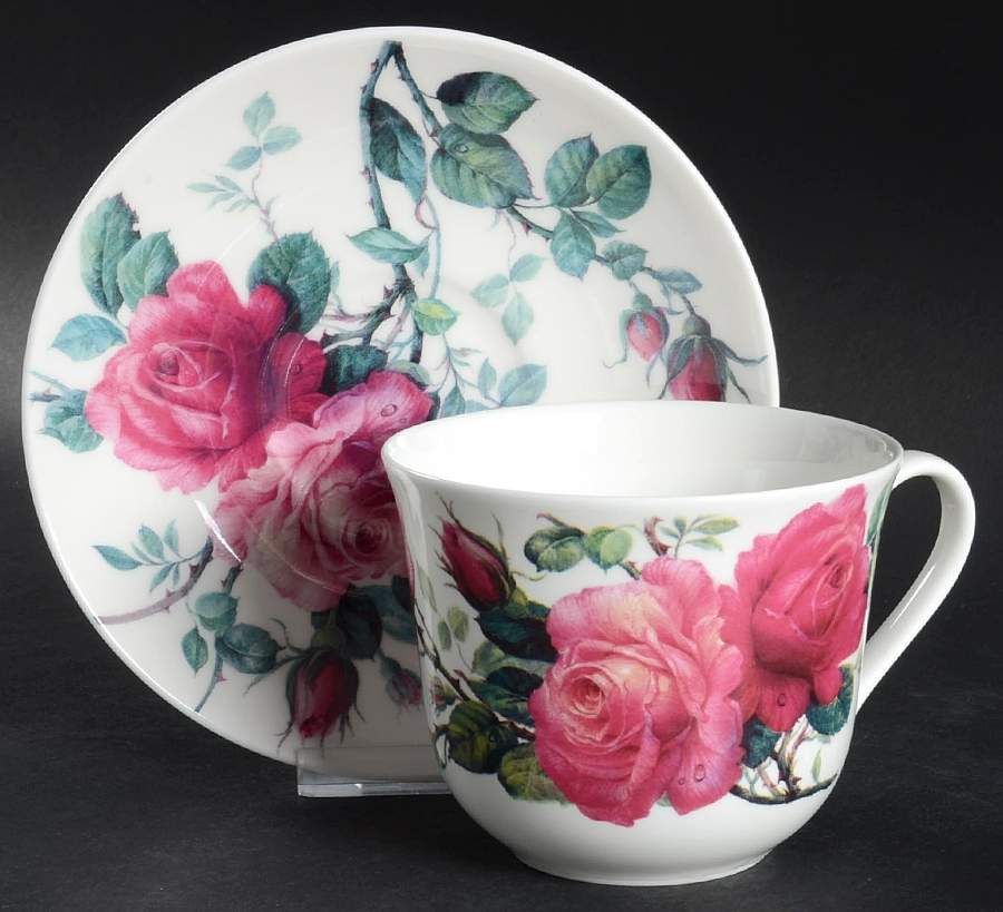 English Rose Breakfast Cup & Saucer Set by Roy Kirkham-1