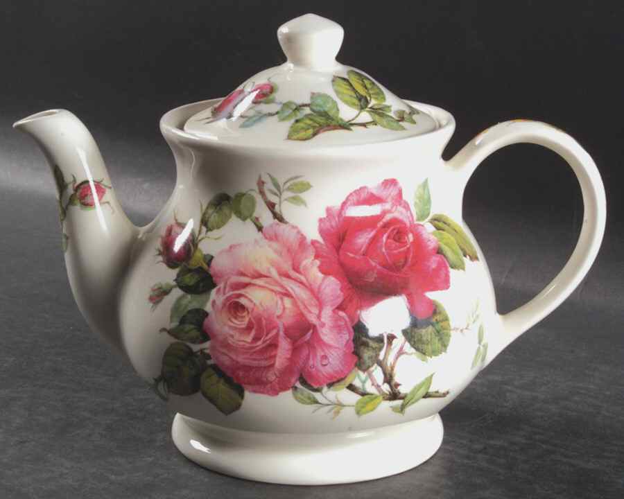 English Rose Teapot & Lid by Roy Kirkham-1