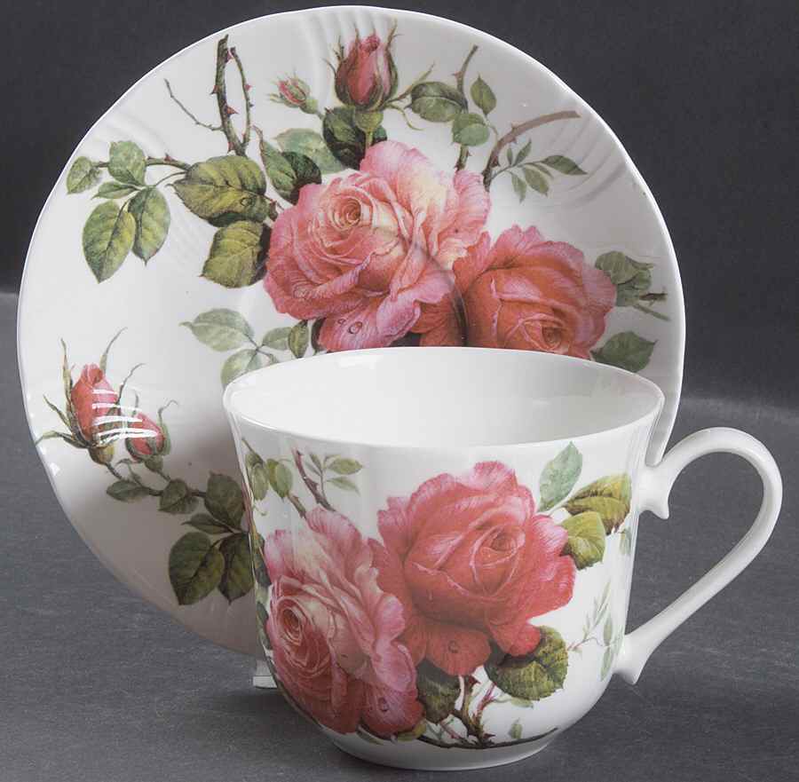 English Rose Breakfast Cup & Saucer Set by Roy Kirkham-1