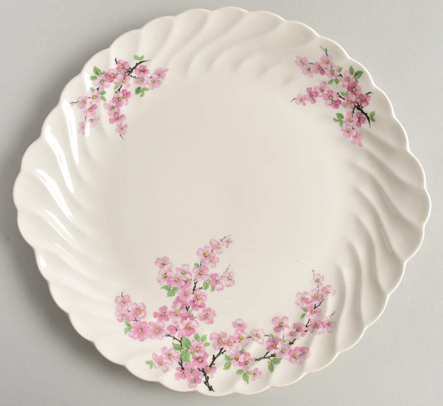 Apple Blossom Pink Handled Cake Plate by Royal (USA)-1