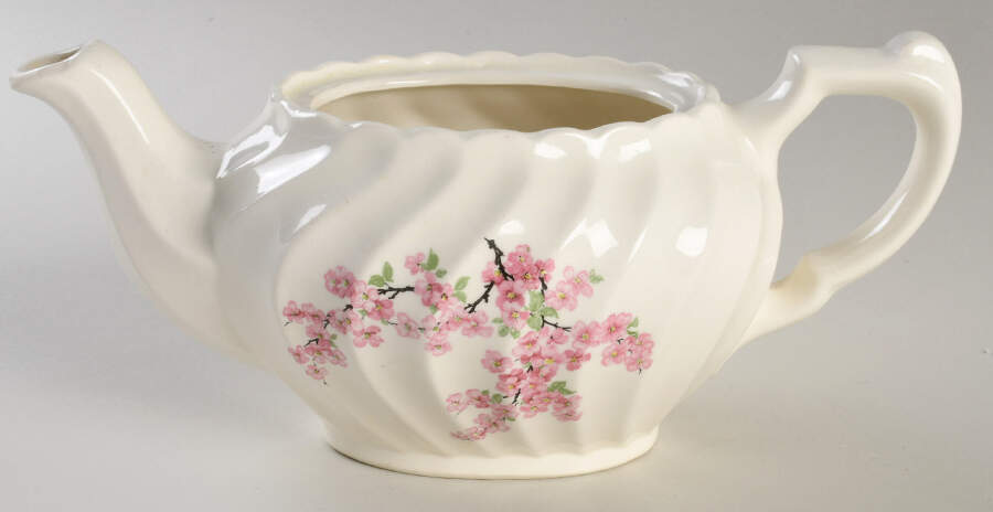 Apple Blossom Pink Teapot No Lid by Royal (USA)-1