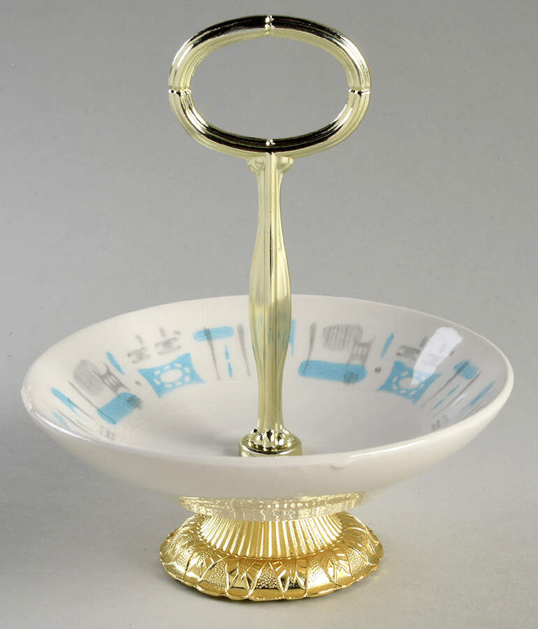 Blue Heaven 6"-7" Handled Footed Nut Dish HC by Royal (USA)-1