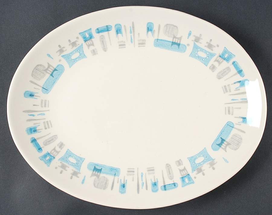 Blue Heaven 13" Oval Serving Platter by Royal (USA)-1