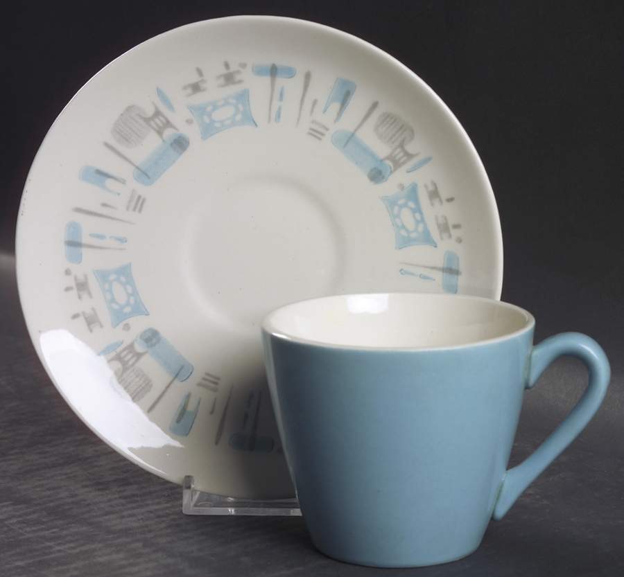 Blue Heaven Flat Cup & Saucer Set by Royal (USA)-1