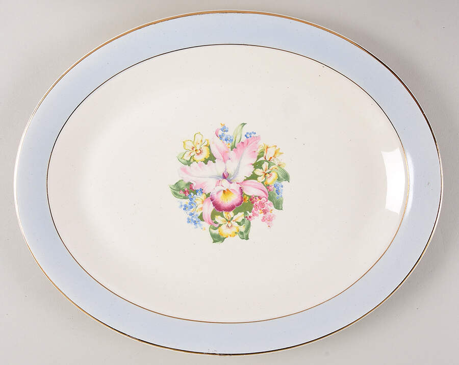 Blue Orchid 12" Oval Serving Platter by Royal (USA)-1