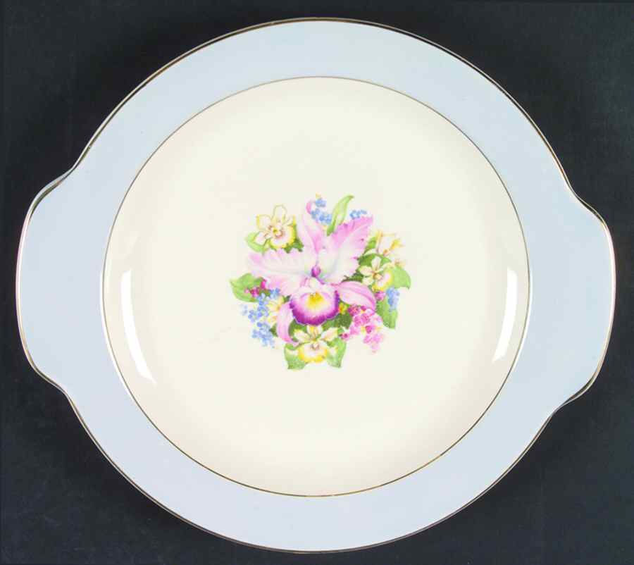 Blue Orchid Handled Cake Plate by Royal (USA)-1