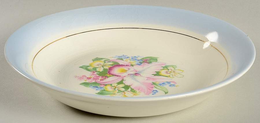 Blue Orchid Coupe Soup Bowl by Royal (USA)-1