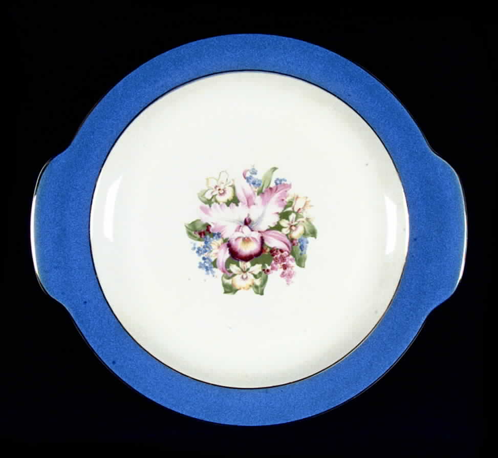 Blue Orchid Special Handled Cake Plate by Royal (USA)-1