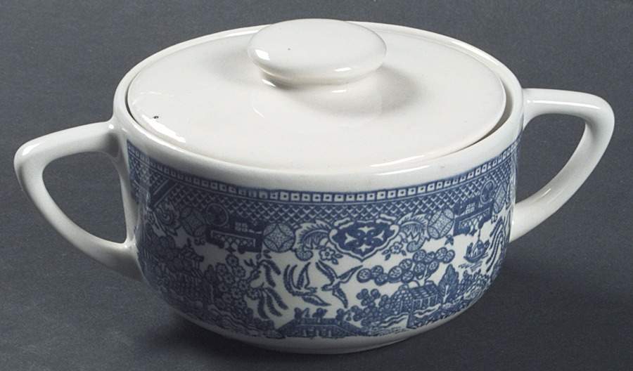 Blue Willow Sugar Bowl & Lid by Royal (USA)-1