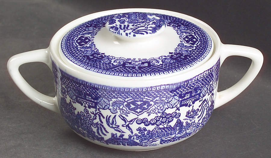 Blue Willow Sugar Bowl & Lid by Royal (USA)-1