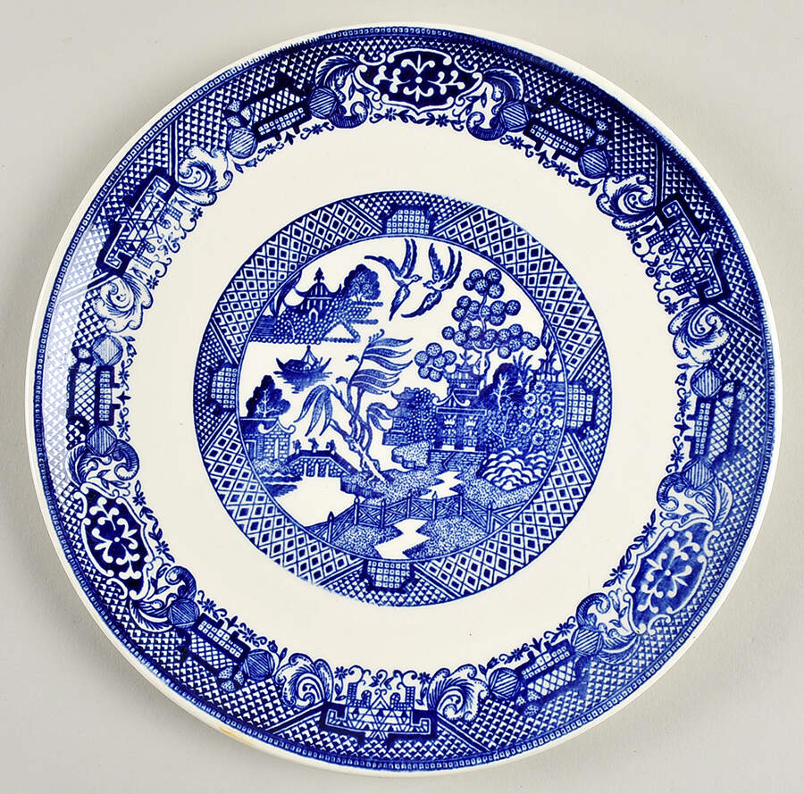 Blue Willow Cake Plate by Royal (USA)-1