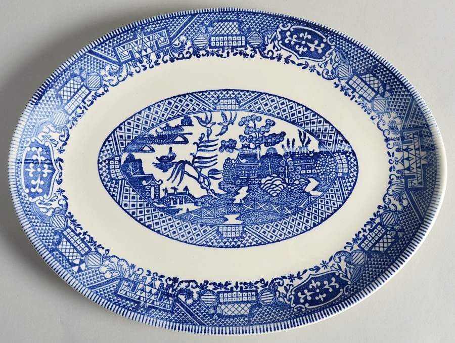 Blue Willow 11" Oval Serving Platter by Royal (USA)-1