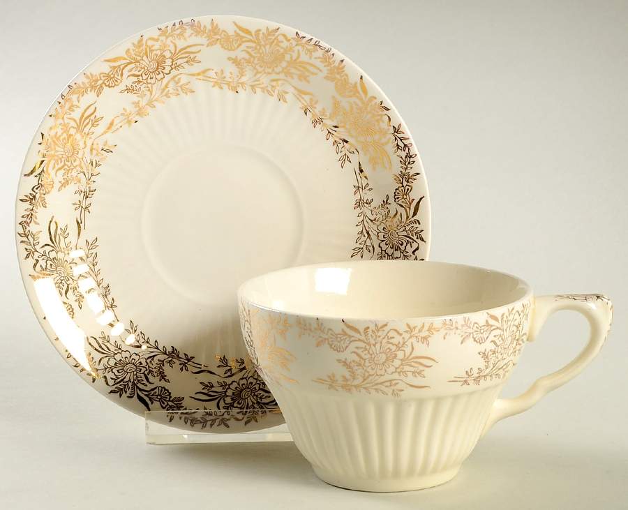 Bridal Gold Flat Cup & Saucer Set by Royal (USA)-1
