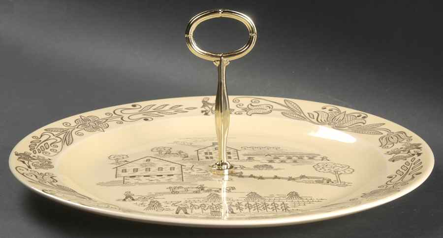 Bucks County Round Serving Plate with Handle (CH) by Royal (USA)-1