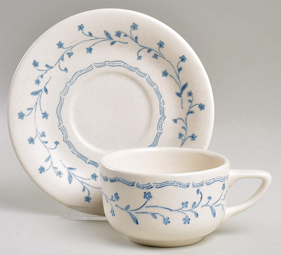 Country Charm Blue Flat Cup & Saucer Set by Royal (USA)-1
