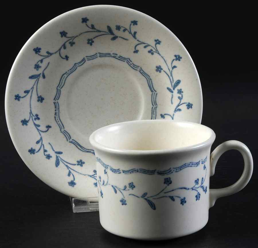 Country Charm Blue Flat Cup & Saucer Set by Royal (USA)-1