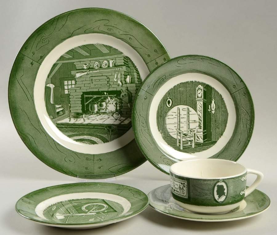 Colonial Homestead Green 5 Piece Place Setting by Royal (USA)-1