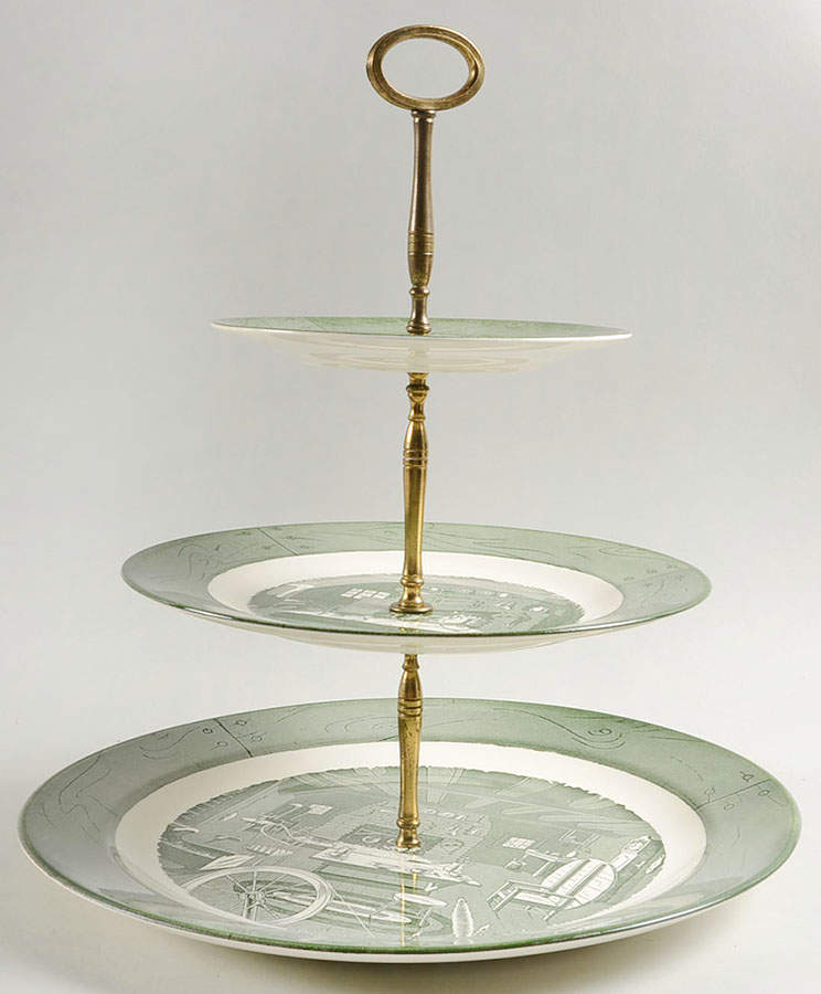 Colonial Homestead Green 3 Tiered Serving Tray (CH, LP, BB) by Royal (USA)-1