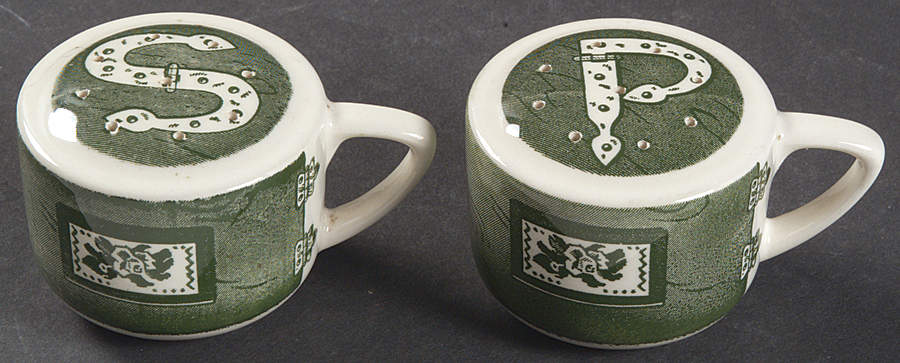 Colonial Homestead Green Salt & Pepper Set by Royal (USA)-1