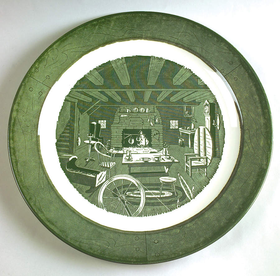Colonial Homestead Green 13" Chop Plate (Round Platter) by Royal (USA)-1
