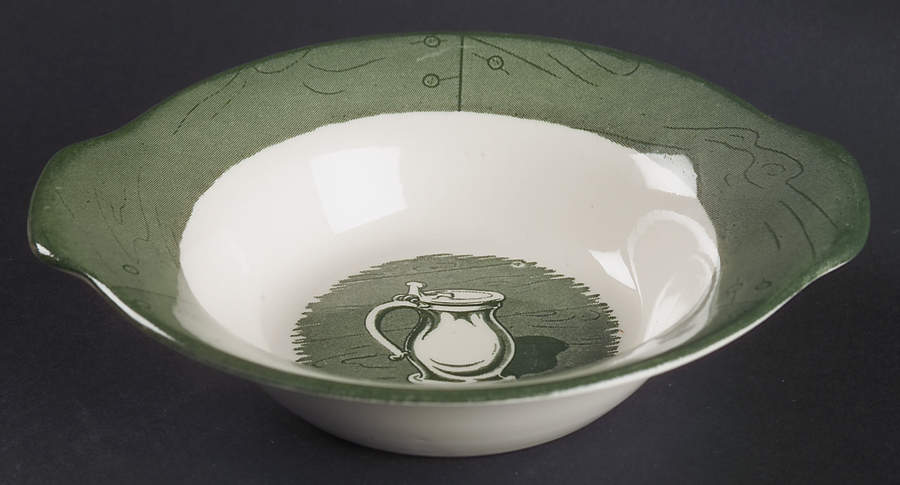 Colonial Homestead Green Lugged Cereal Bowl by Royal (USA)-1