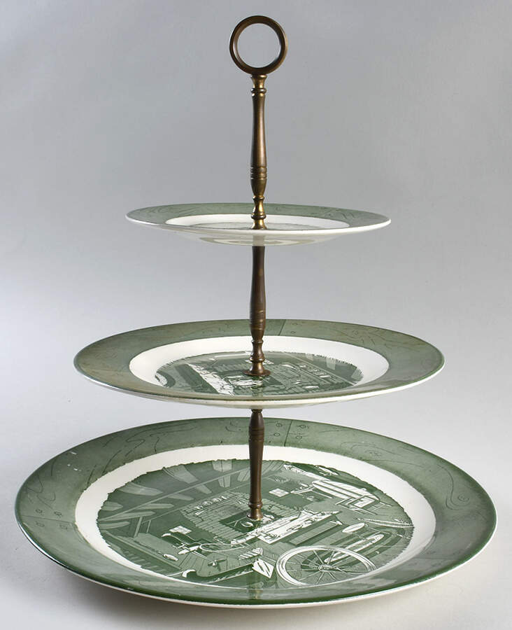Colonial Homestead Green 3 Tiered Serving Tray (CH, LP, BB) by Royal (USA)-1